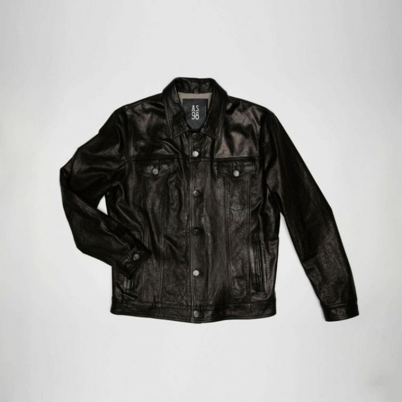 Vestes A.S.98 Cuir Bruce Homme Noir | FR-683520CTN
